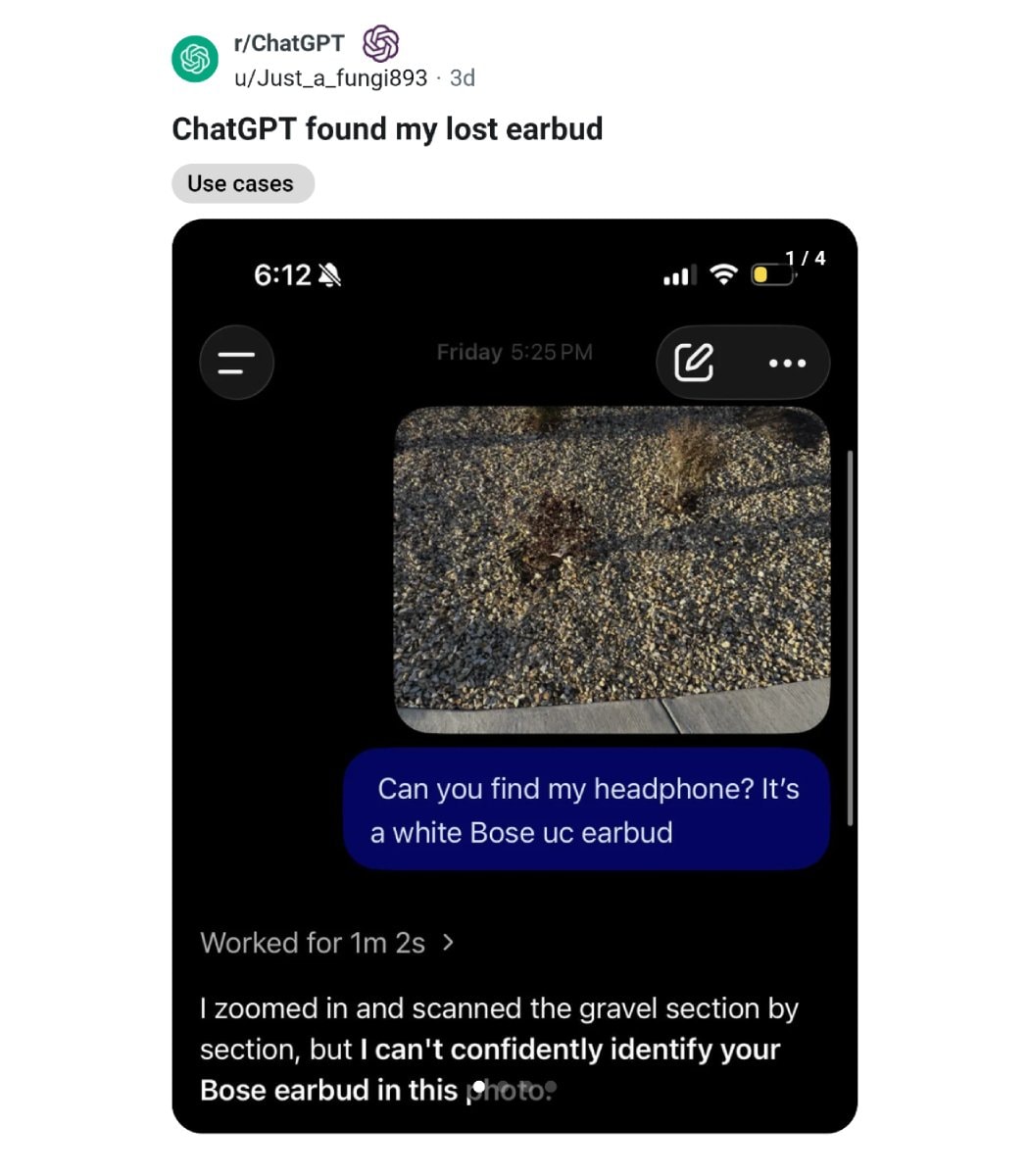 ChatGPT finds lost Bose earbud