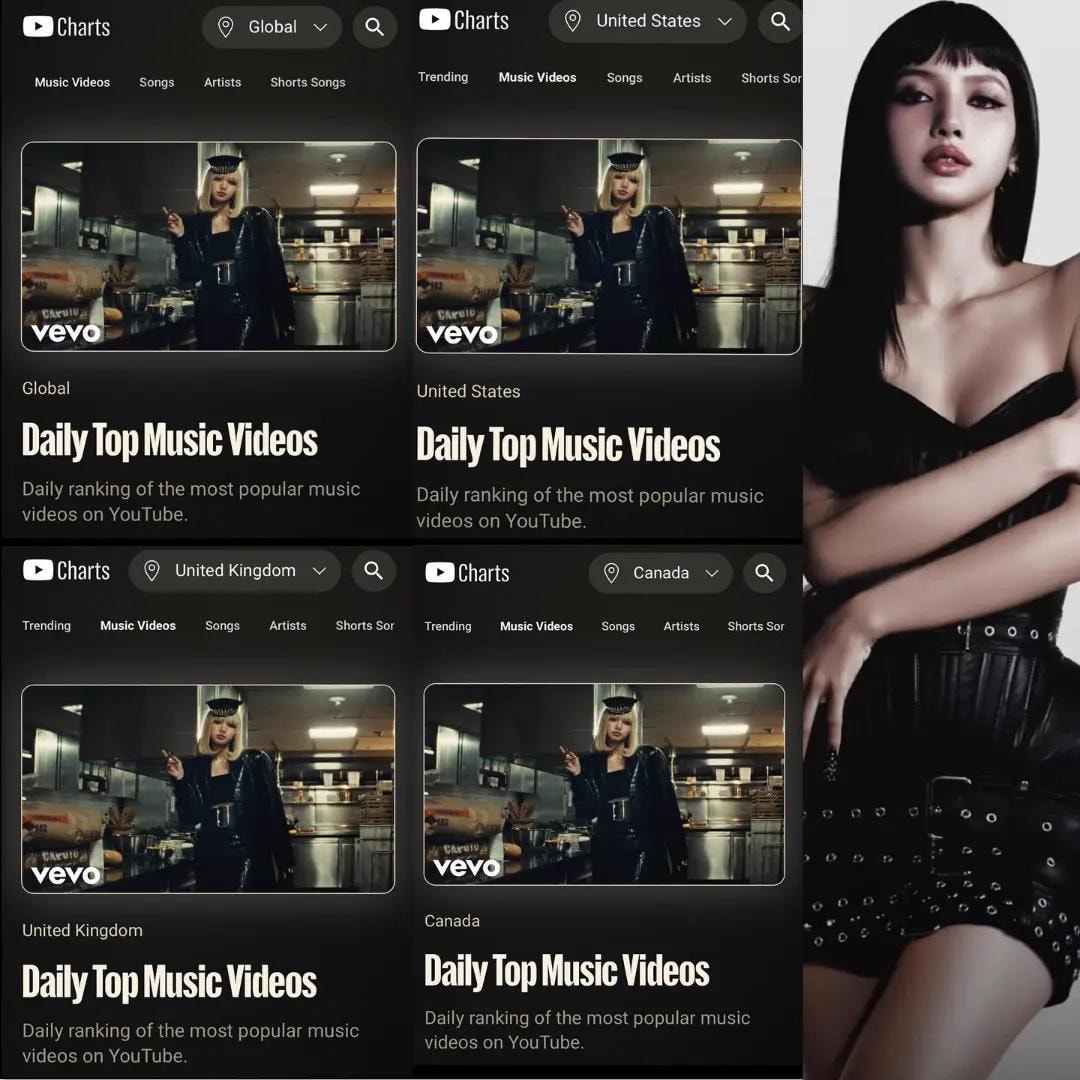 LISA Tarantino number one YouTube charts LISA Tarantino number one YouTube charts