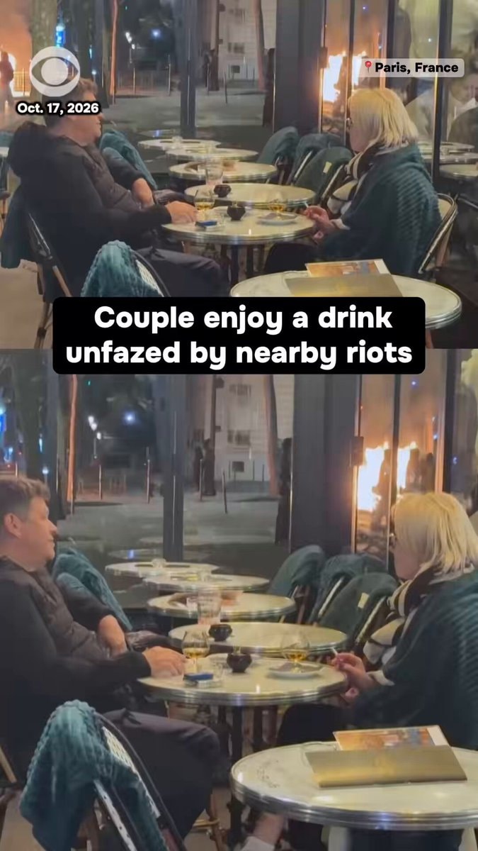 Paris couple drinks amid riots