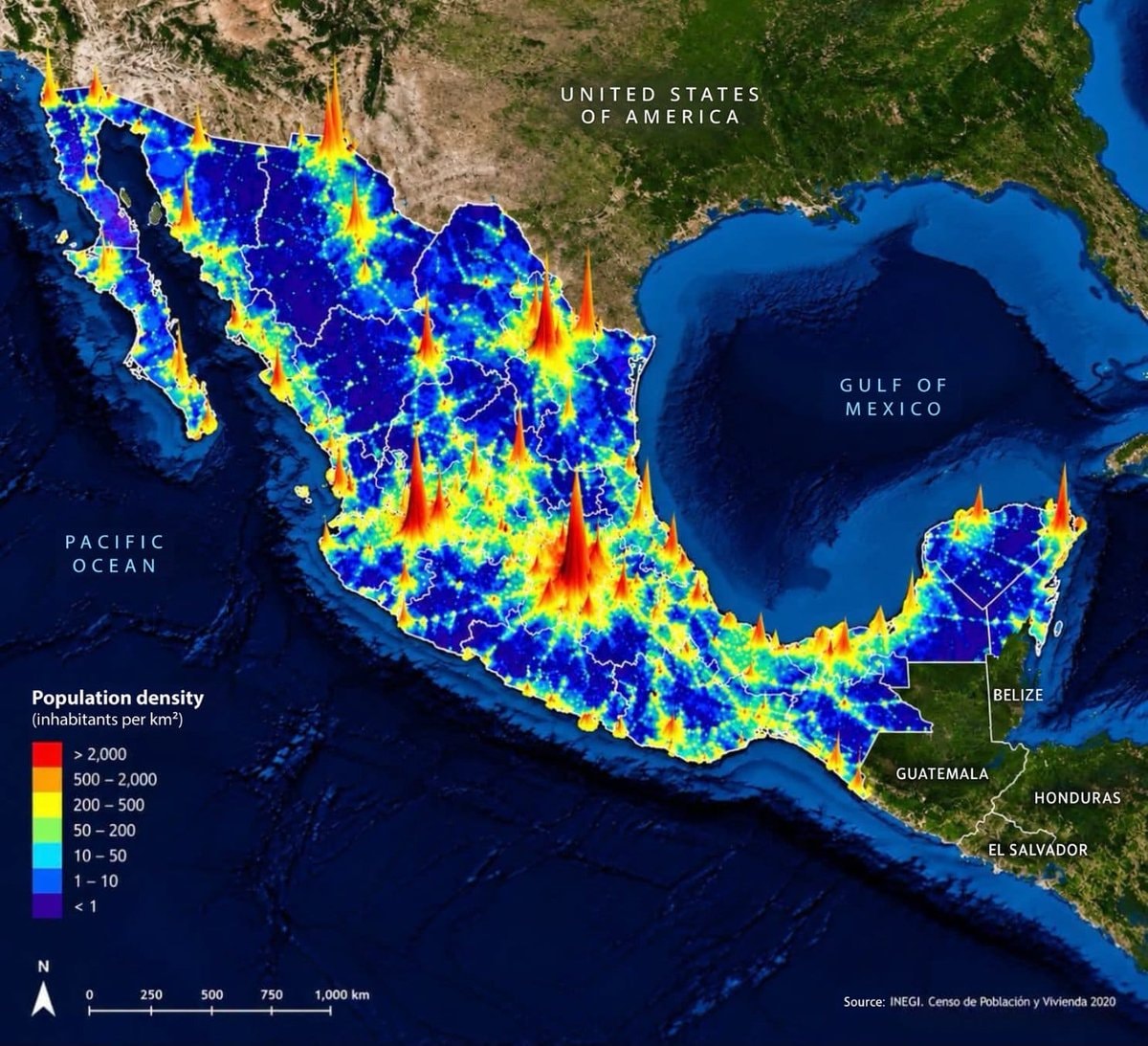 Mexico population density map
