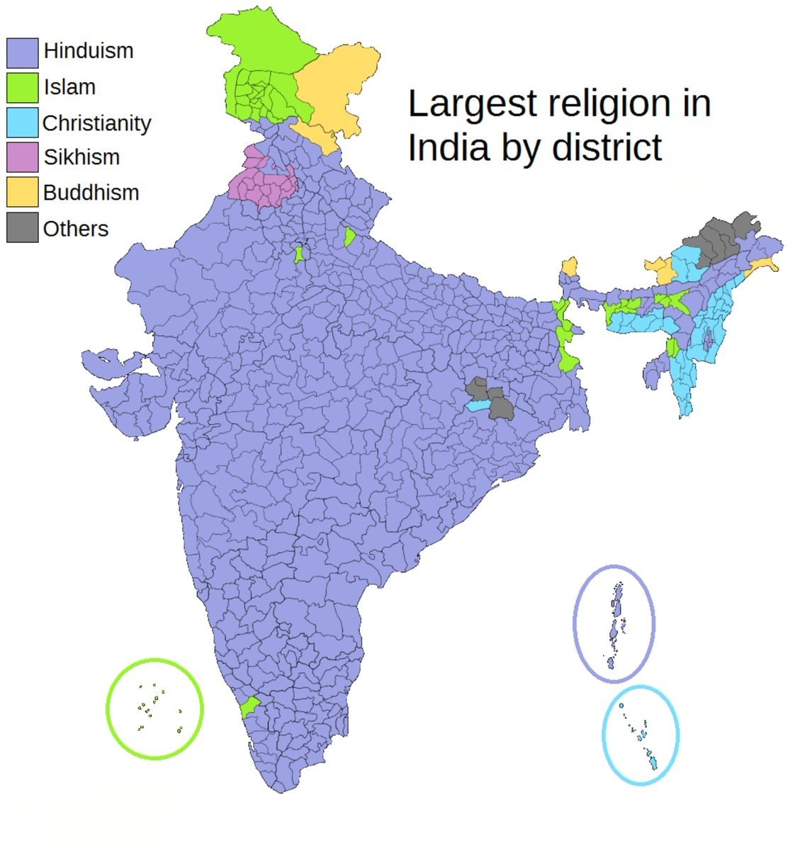 India religious demographics by district