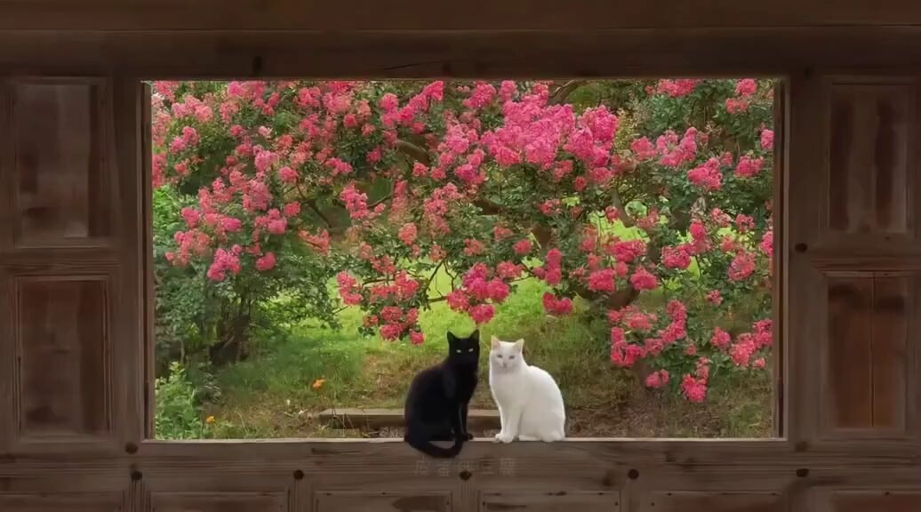 two cats on ledge