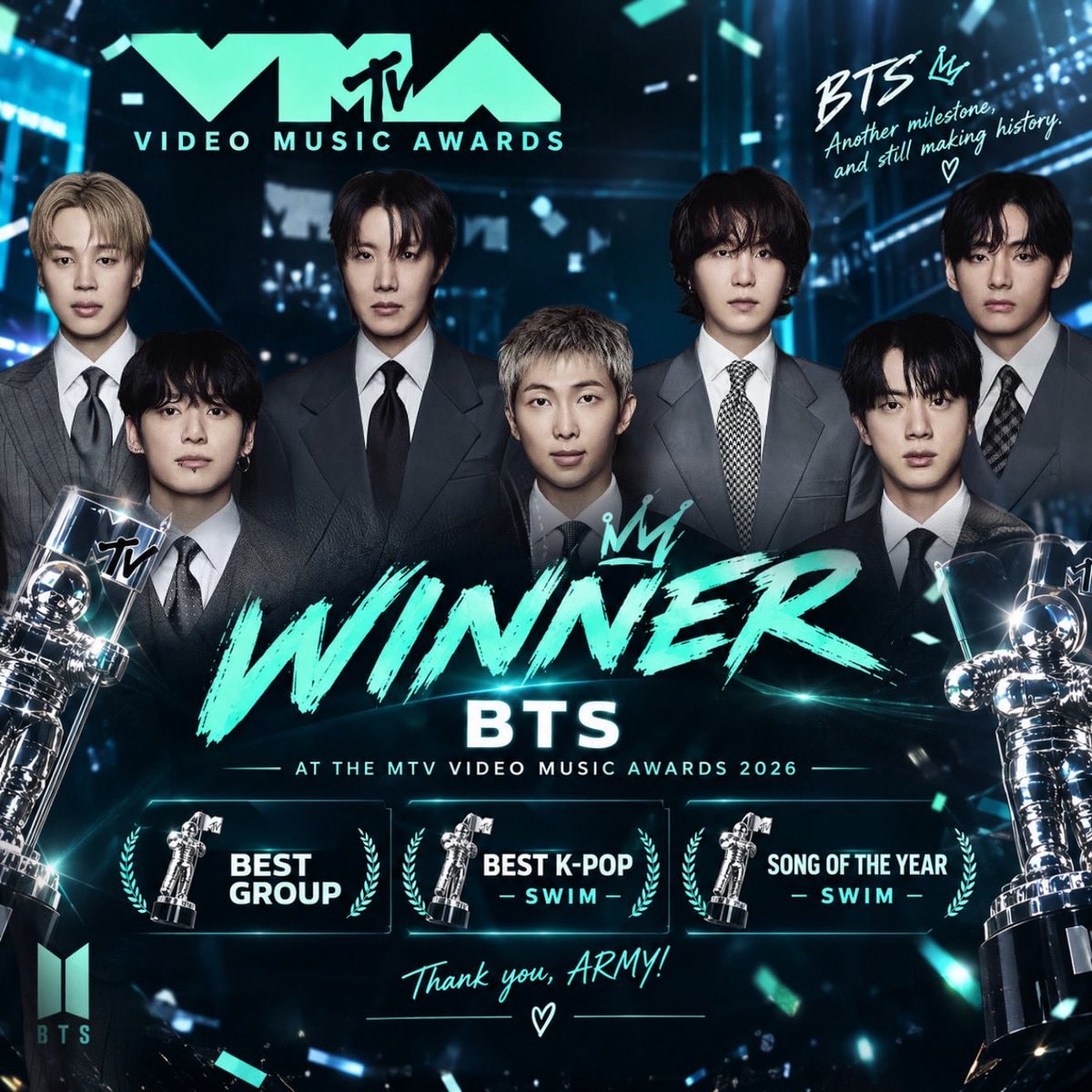 BTS 2026 Video Music Awards sweep