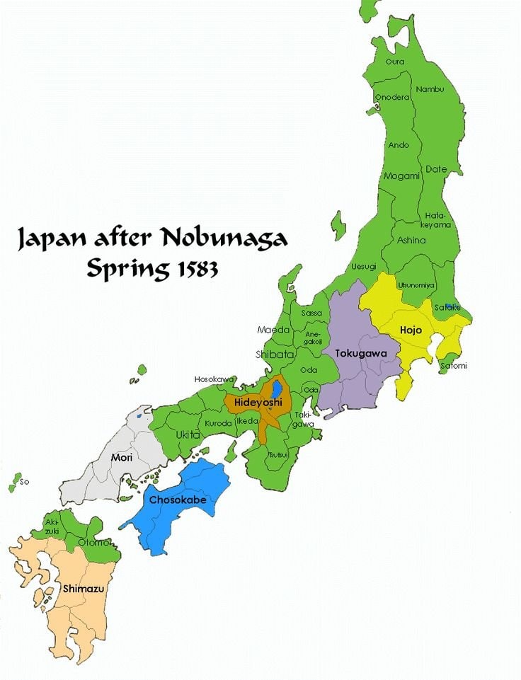 Japan spring 1583 map