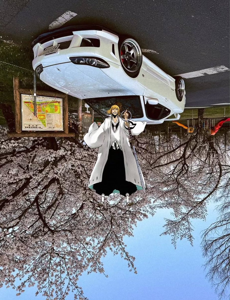 anime character with floating car