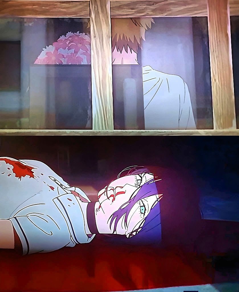 Reze and Denji flower scene