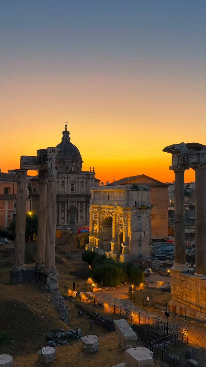 Arch of Titus at sunset in Rome