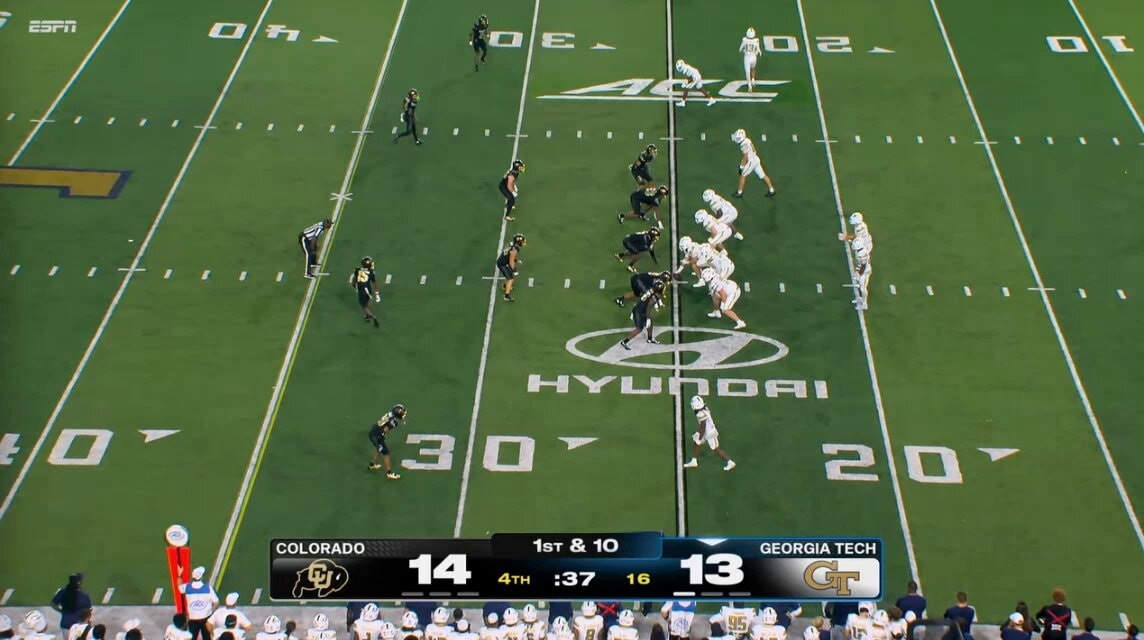 player trips over field goal range line
