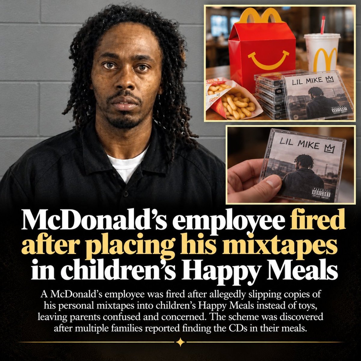McDonald's worker fired over Happy Meal mixtapes McDonald's worker fired over Happy Meal mixtapes