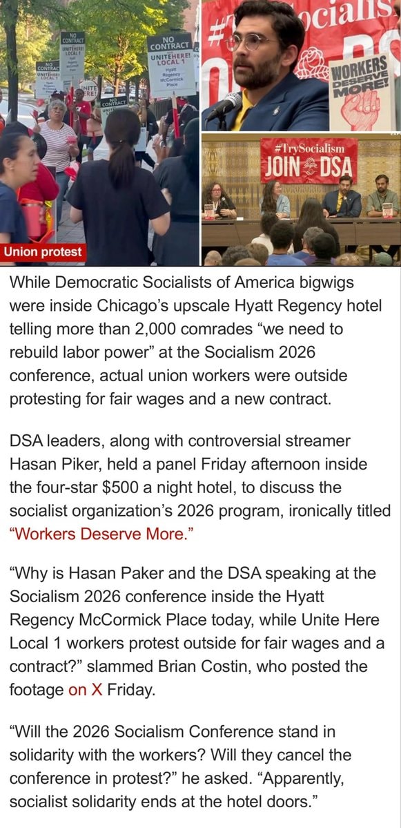 Unite Here Local 1 protests DSA Workers Deserve More panel