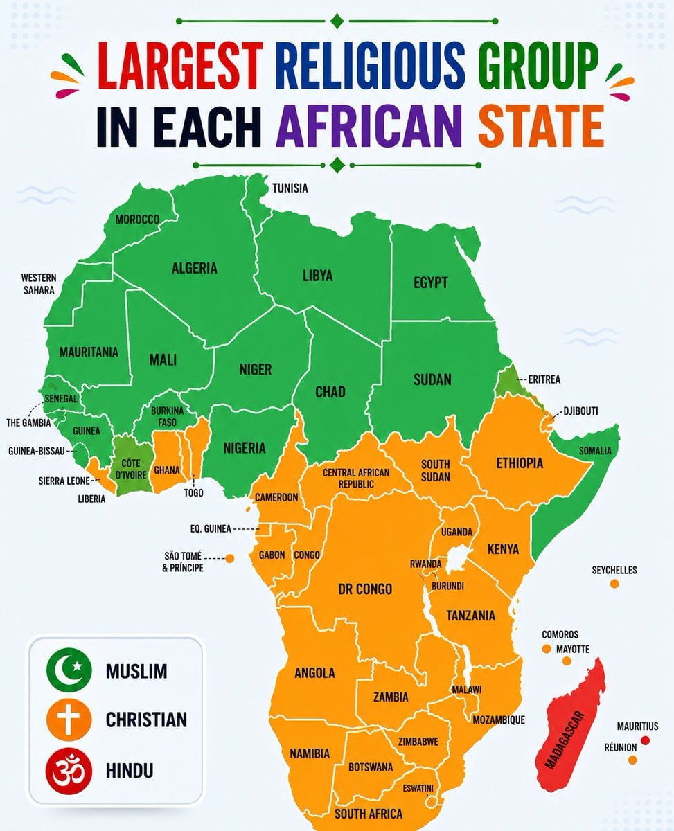 Largest Religious Group in Each African State map Largest Religious Group in Each African State map
