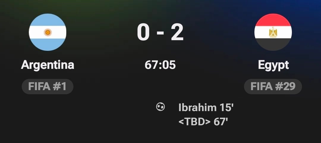 Argentina vs Egypt World Cup score
