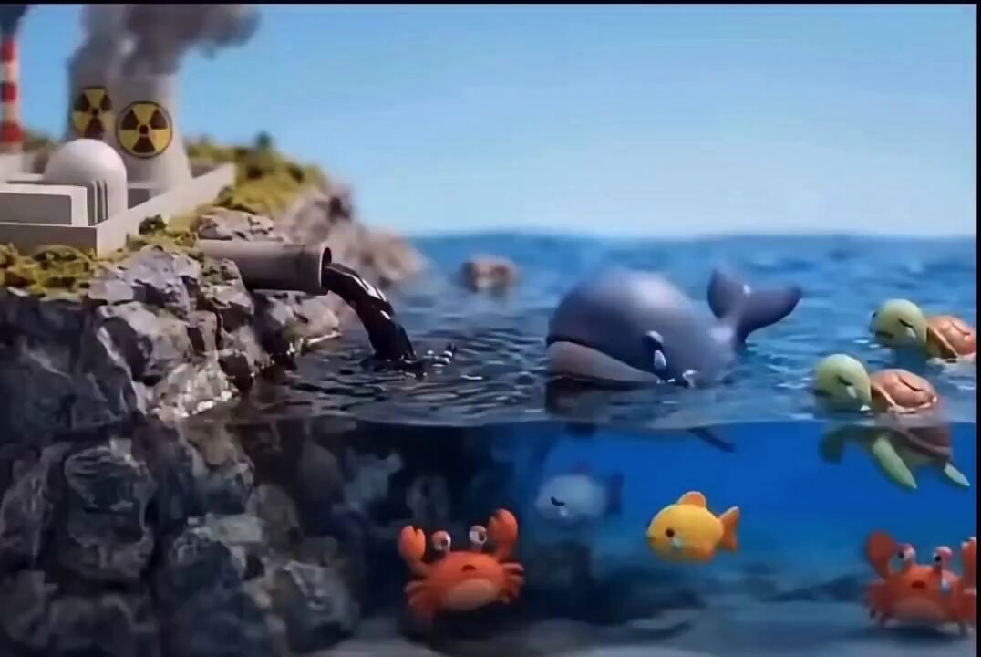 ocean pollution radiation underwater scene