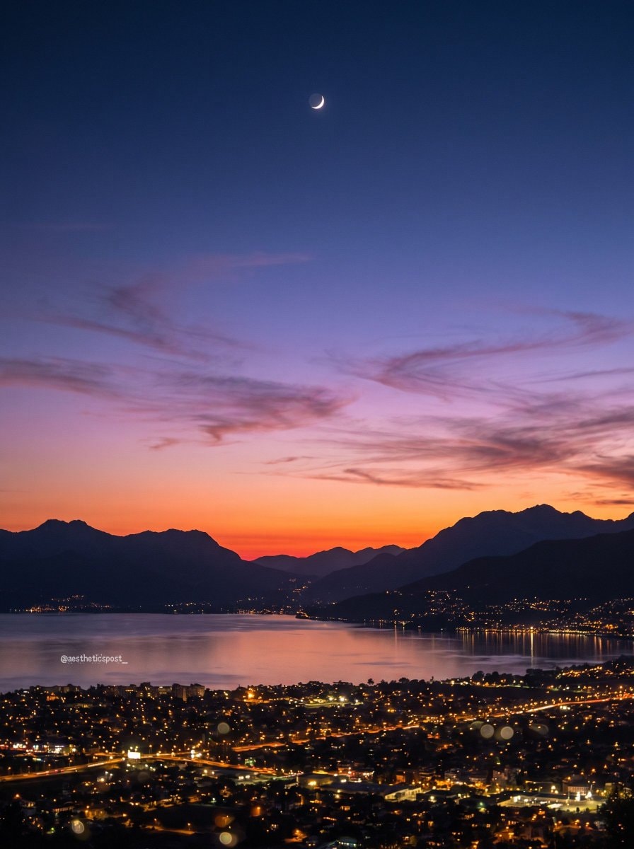 city dusk by the water