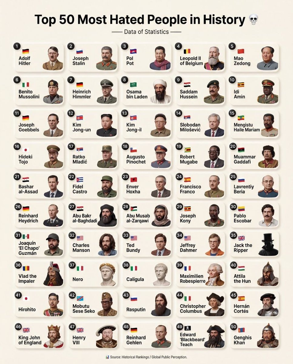 Top 50 Most Hated People in History
