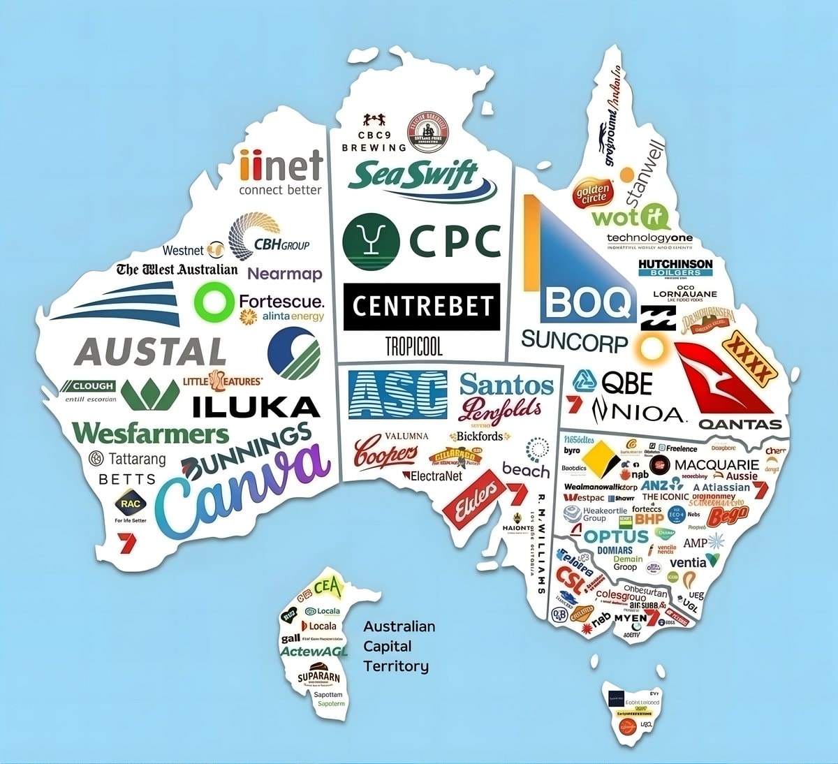 Main Companies of Australia Map