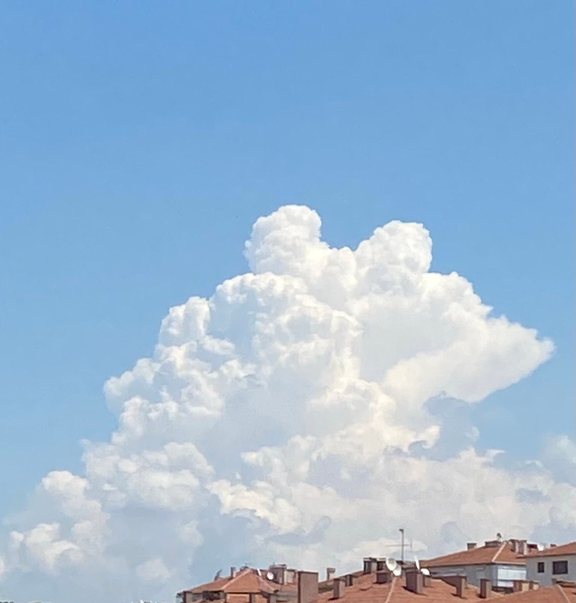 Fluffy white cloud in blue sky