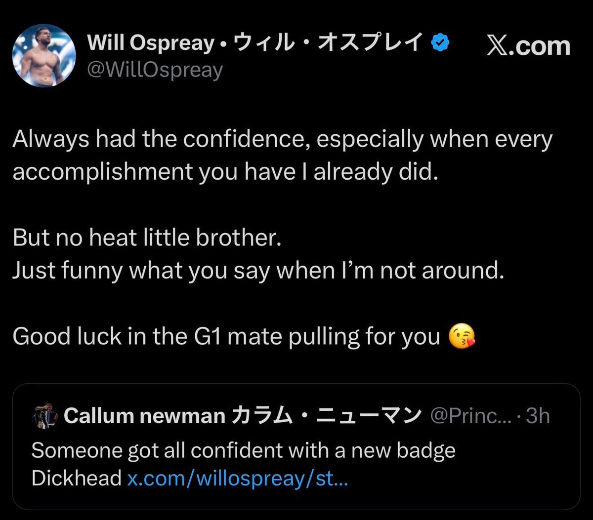 Will Ospreay Callum Newman exchange (photo 2 of 3)