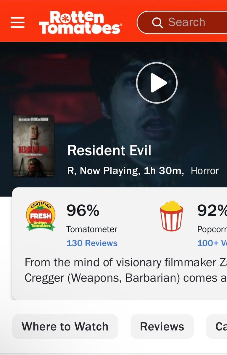 Resident Evil Zach Cregger Rotten Tomatoes (photo 2 of 2)