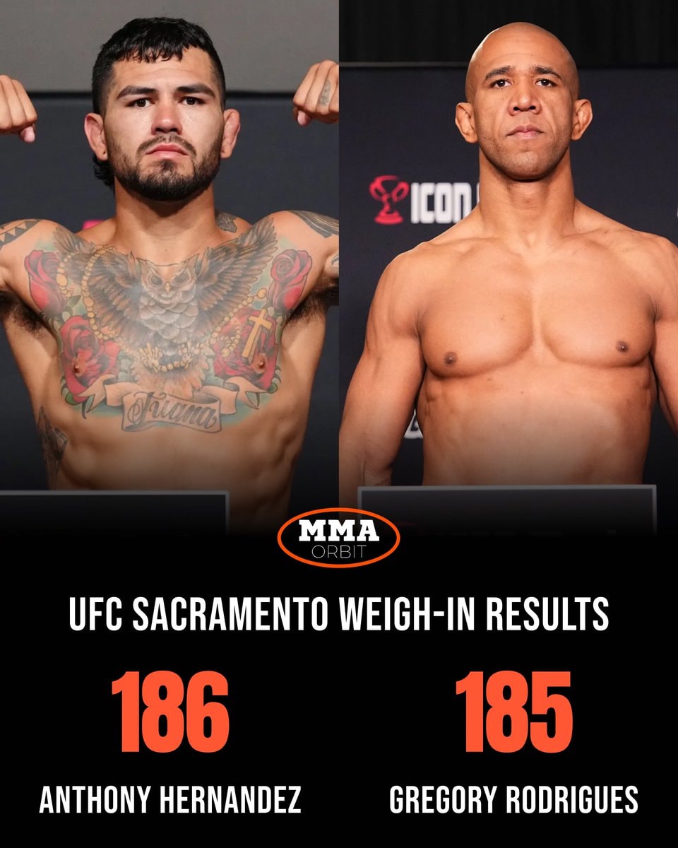 Anthony Hernandez and Gregory Rodrigues UFC Sacramento weigh-in