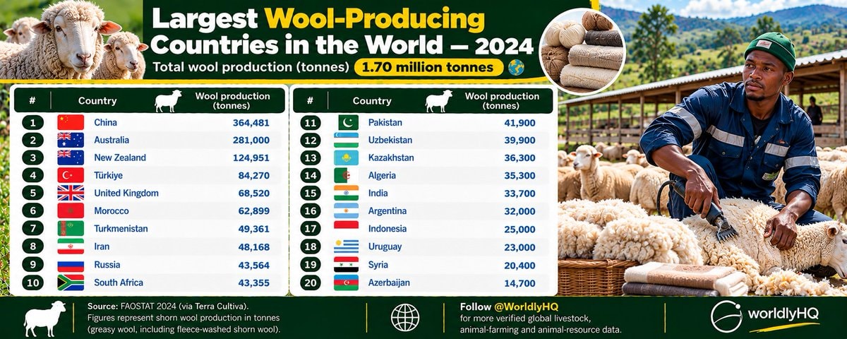 Largest wool-producing countries 2024