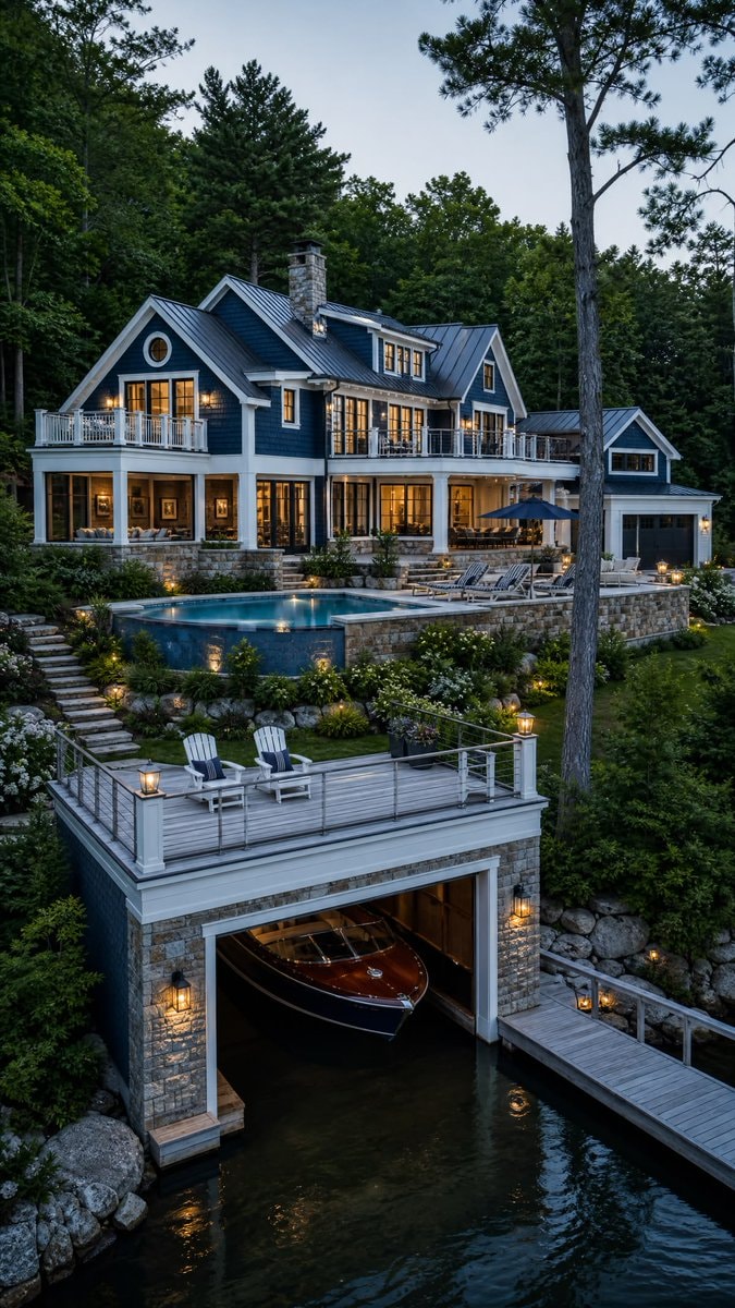 luxurious lake house boat living
