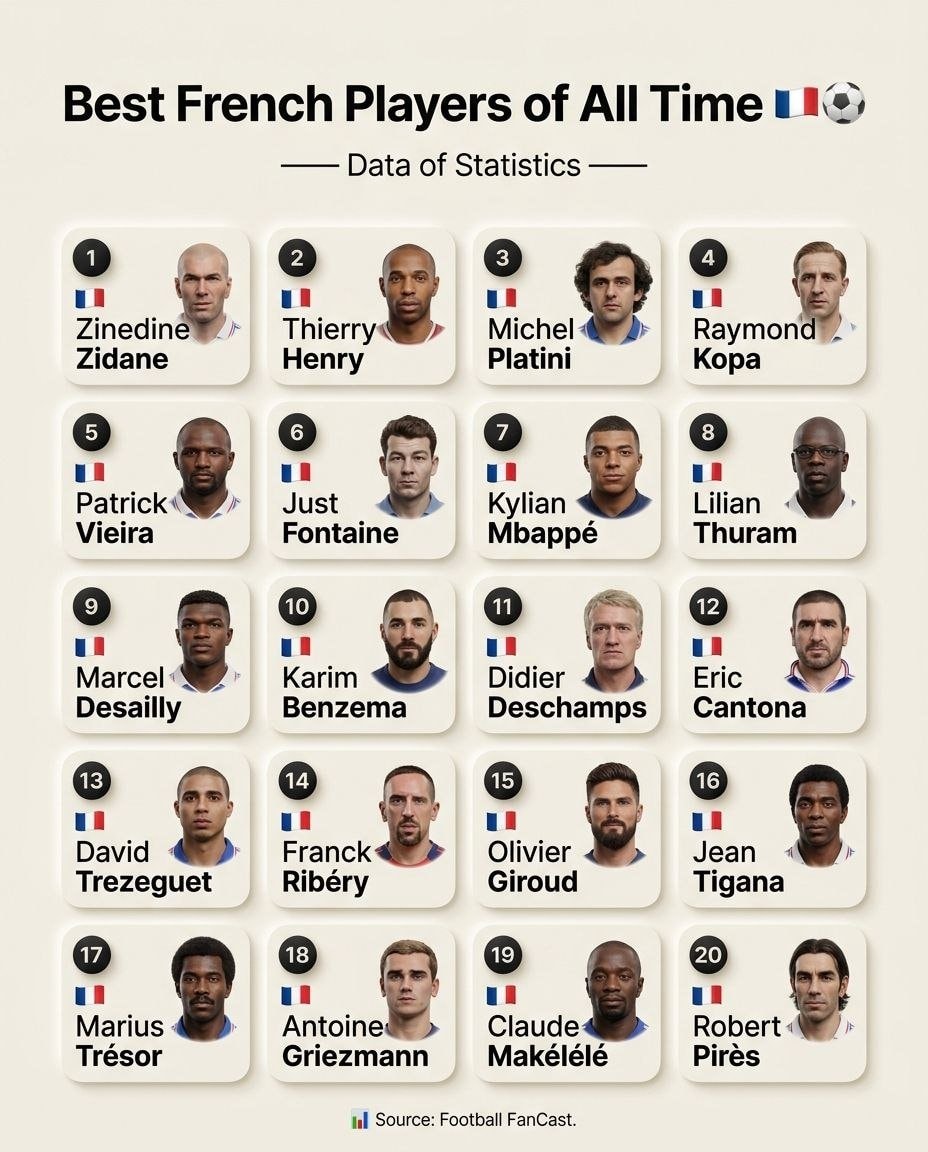 Best French players of all time ranking