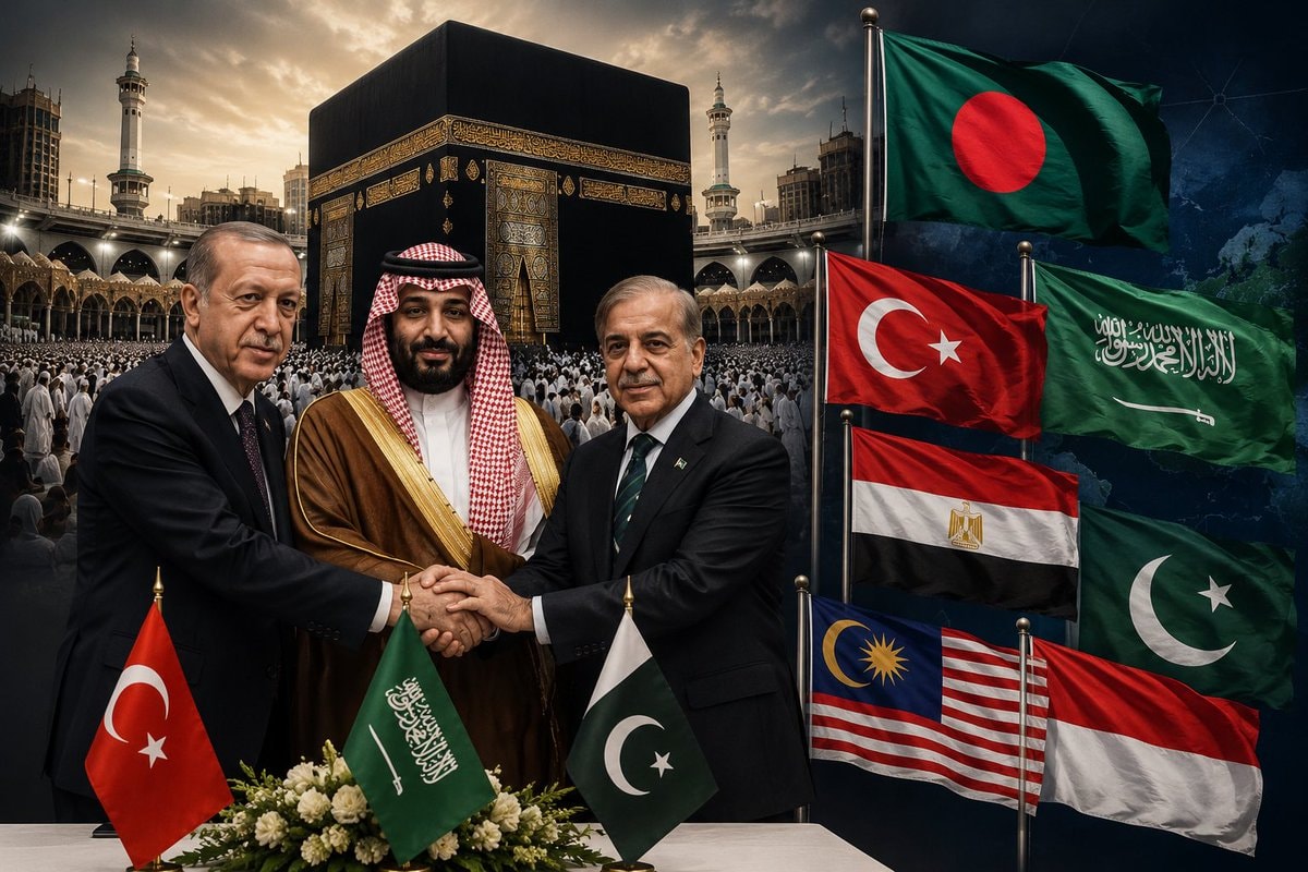 Makkah Defense Agreement leaders handshake