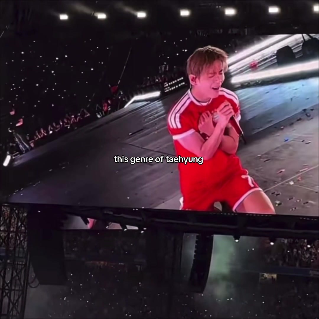 Taehyung live performance red Adidas