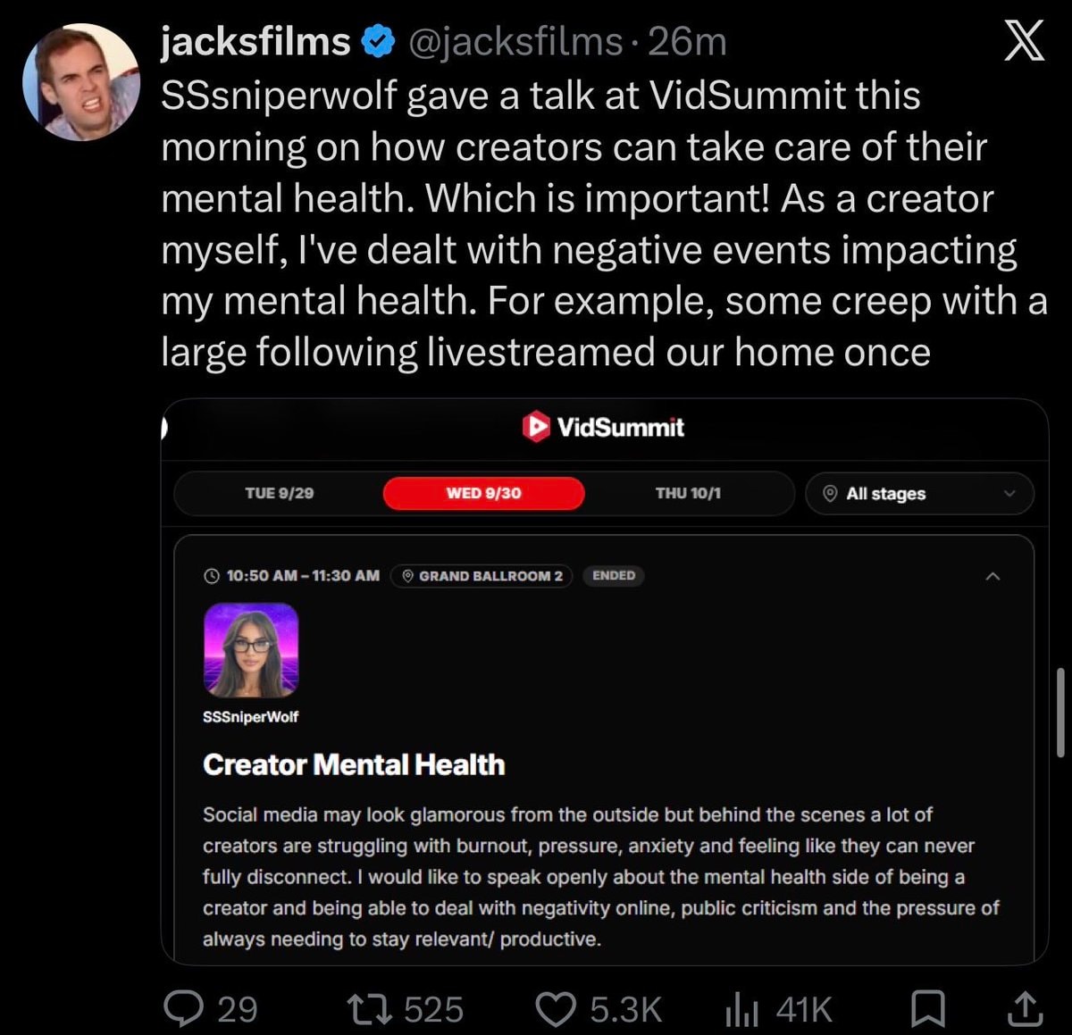Jacksfilms calls out SSSniperWolf at VidSummit Jacksfilms calls out SSSniperWolf at VidSummit