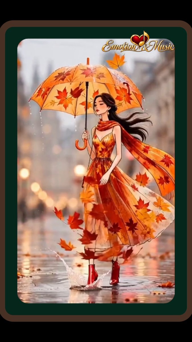 Autumn leaves and rain umbrella edit 🍂