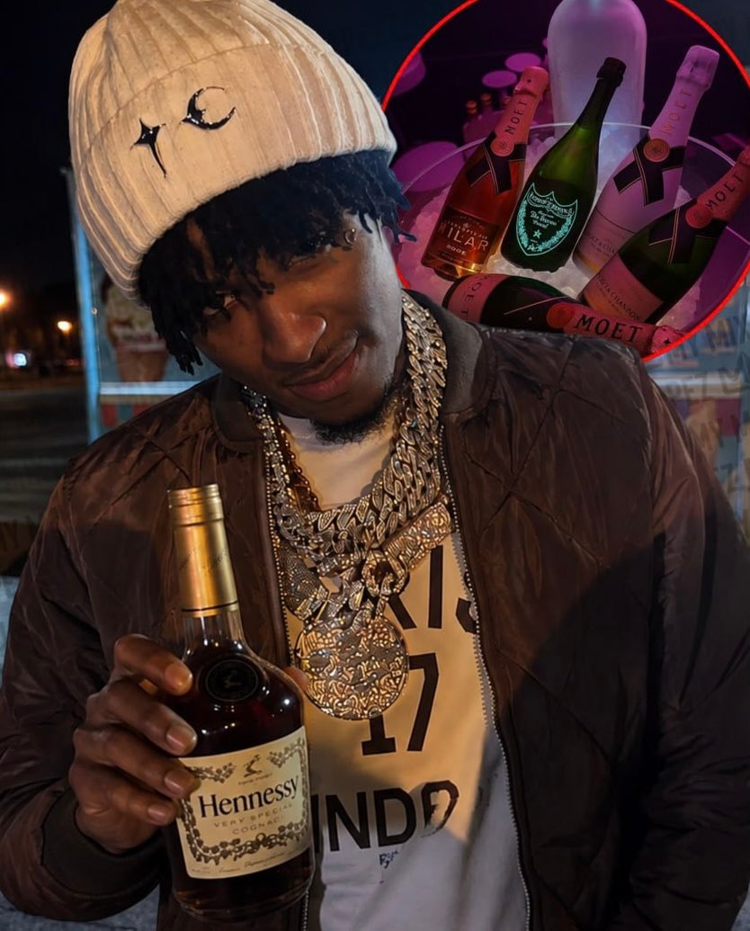 Hennessy drinker with Moët & Chandon graphic