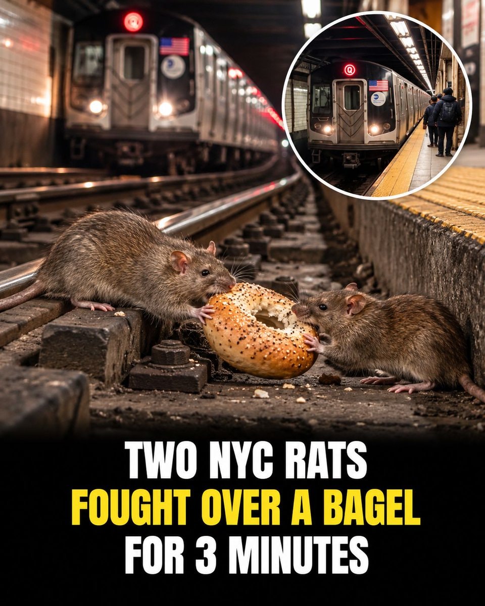 NYC rats fighting over bagel
