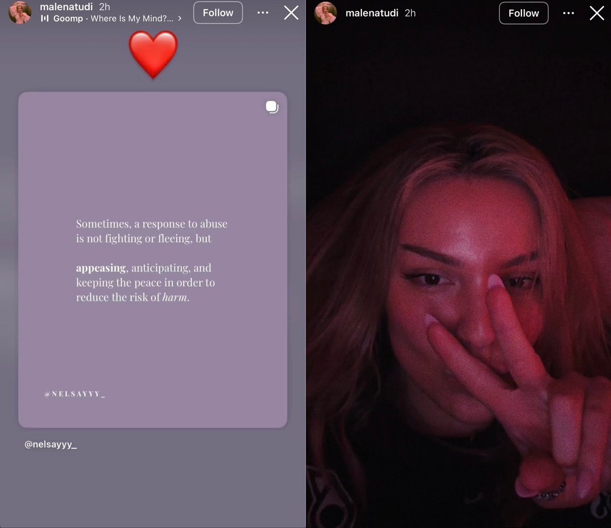 Malena IG stories on abuse