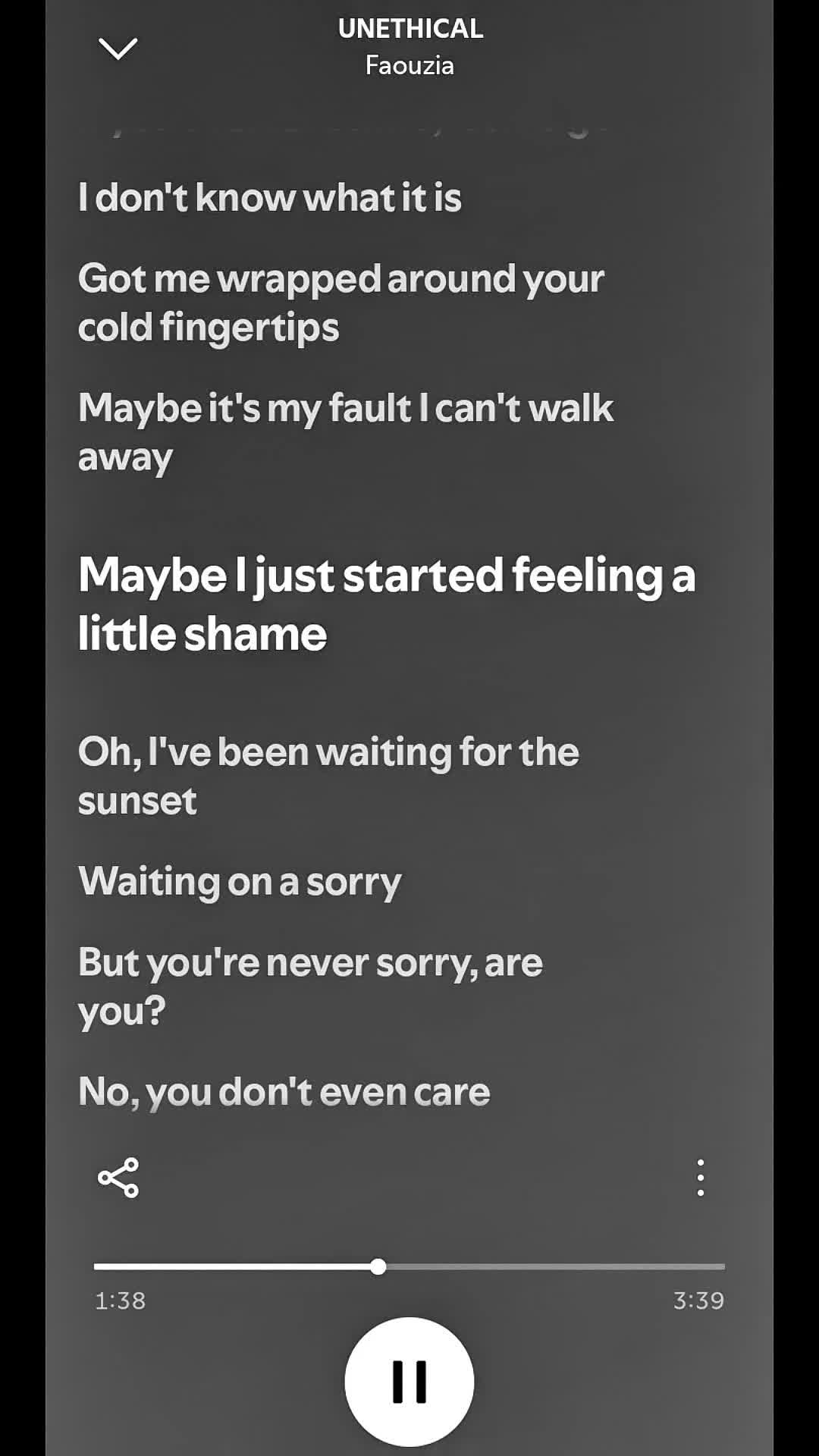 Faouzia UNETHICAL lyrics
