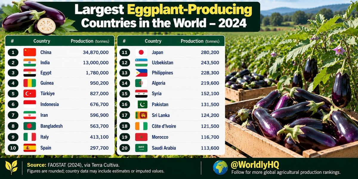 Largest Eggplant-Producing Countries 2024
