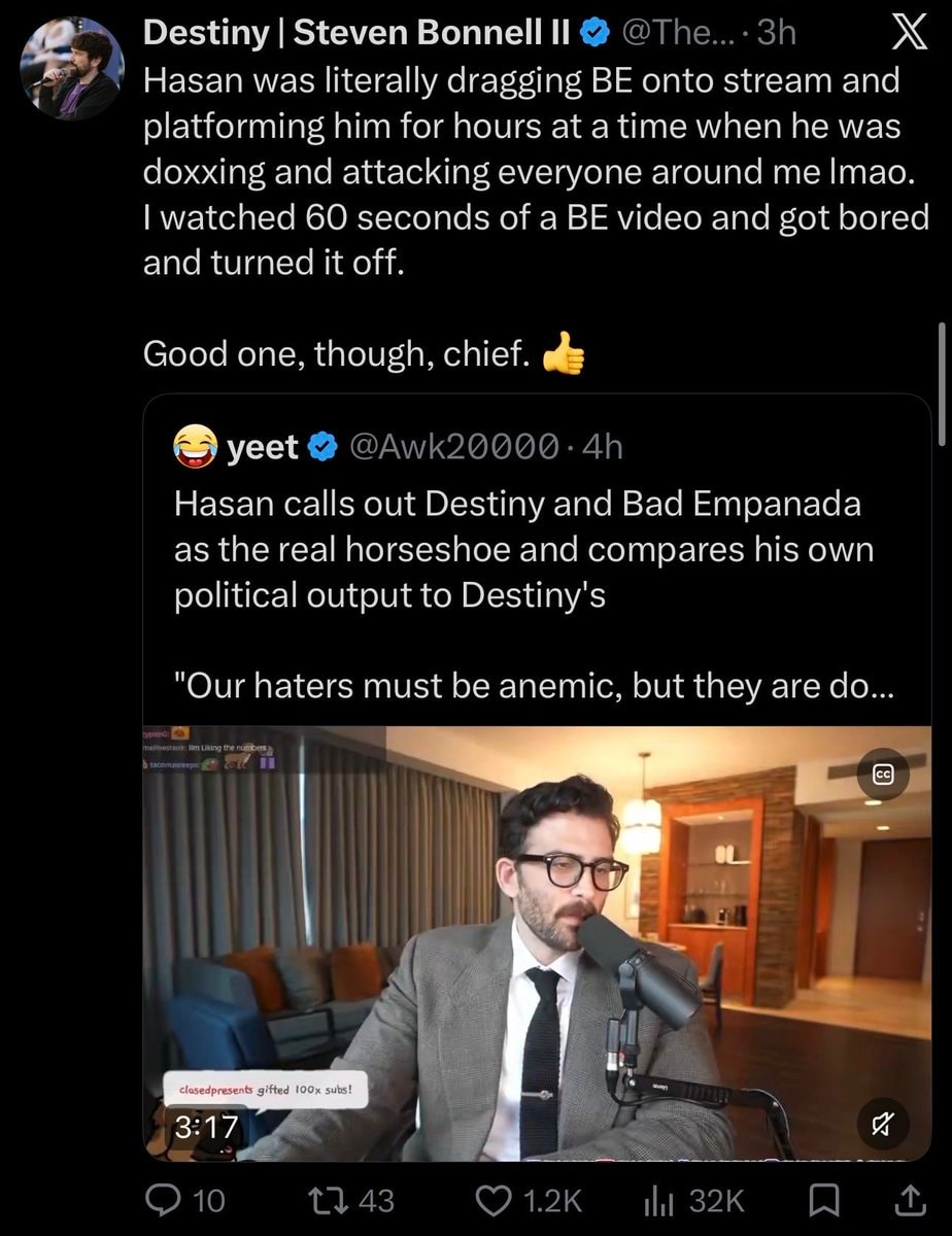 Destiny threatens journalists over Hasan interviews (photo 2 of 2)