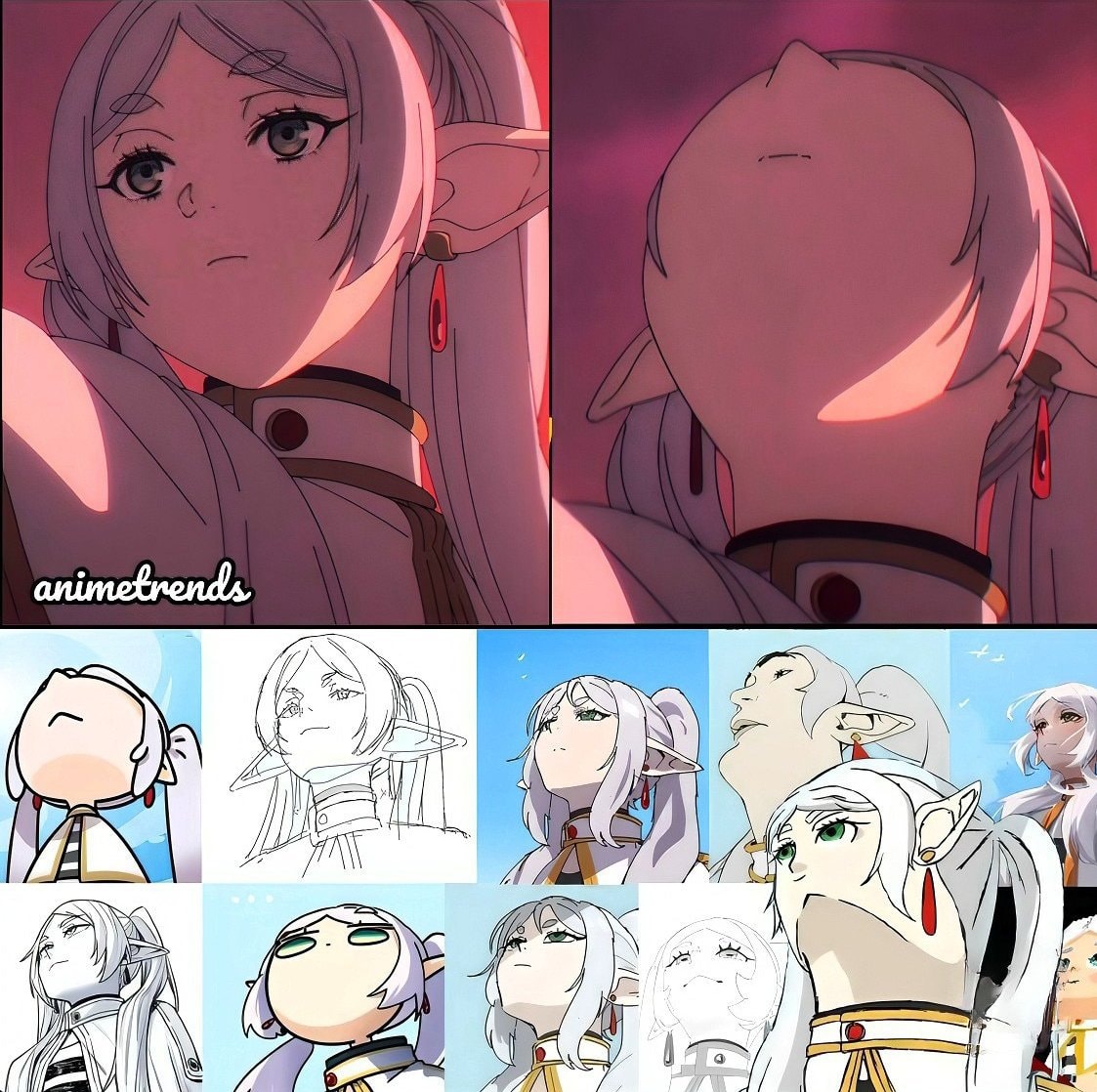 Madhouse Frieren looking up meme