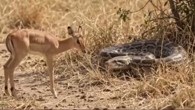 Python and honey badgers savanna encounter