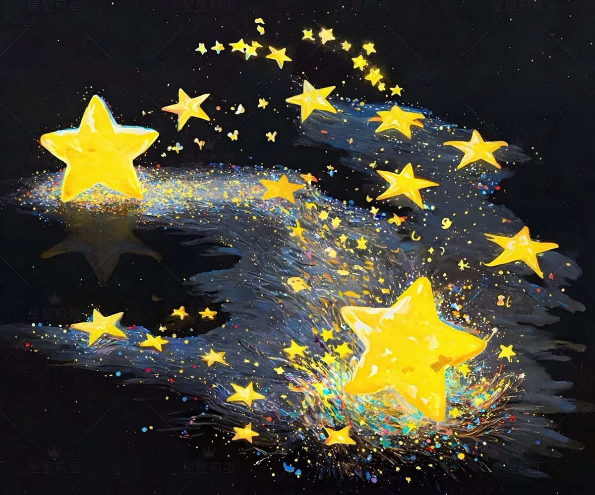 Blue glitter drawstring bag with yellow stars (photo 2 of 3)