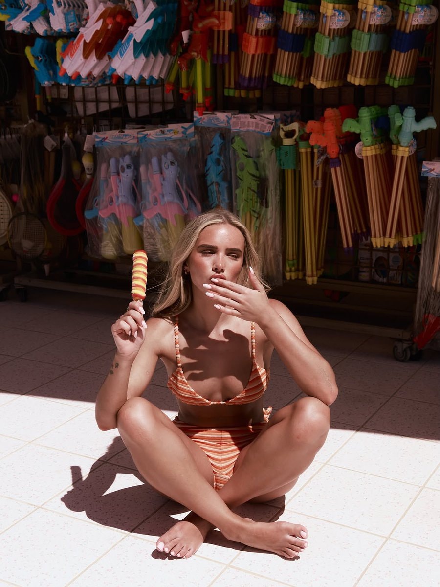 Kaci Jay orange striped bikini (photo 4 of 4)