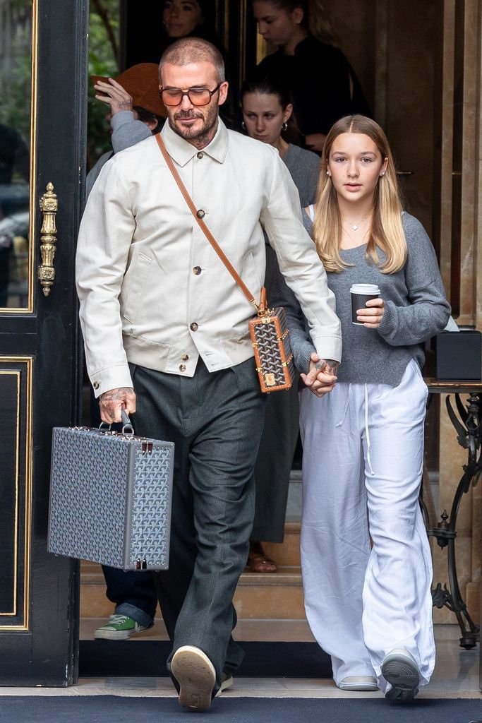 David Beckham and Harper in Paris
