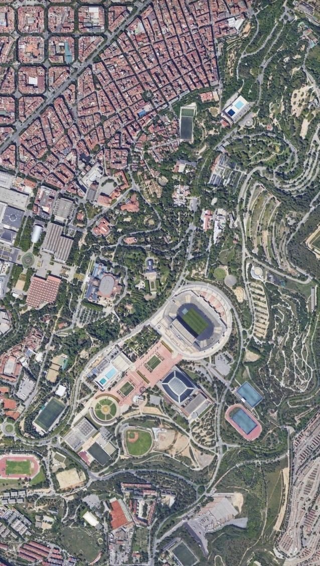 urban area with stadium