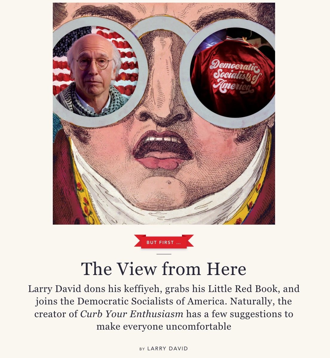 Larry David DSA satire in Air Mail