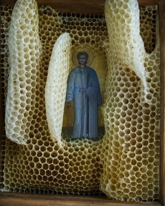 Jesus icon in honeycomb (photo 2 of 2)