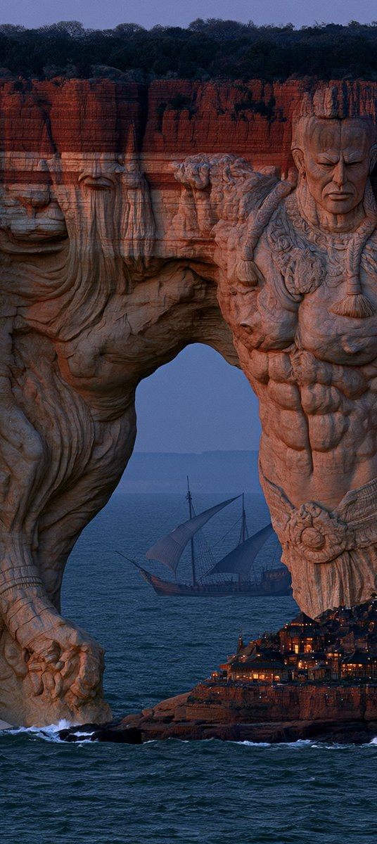 stone warrior statue holding up city (photo 3 of 4)