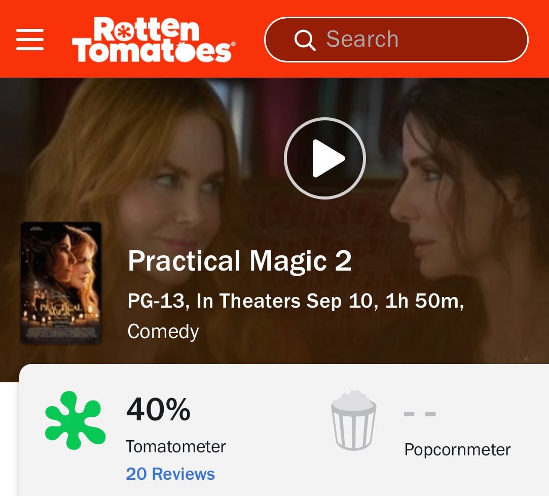 Practical Magic 2 Rotten Tomatoes score Practical Magic 2 Rotten Tomatoes score