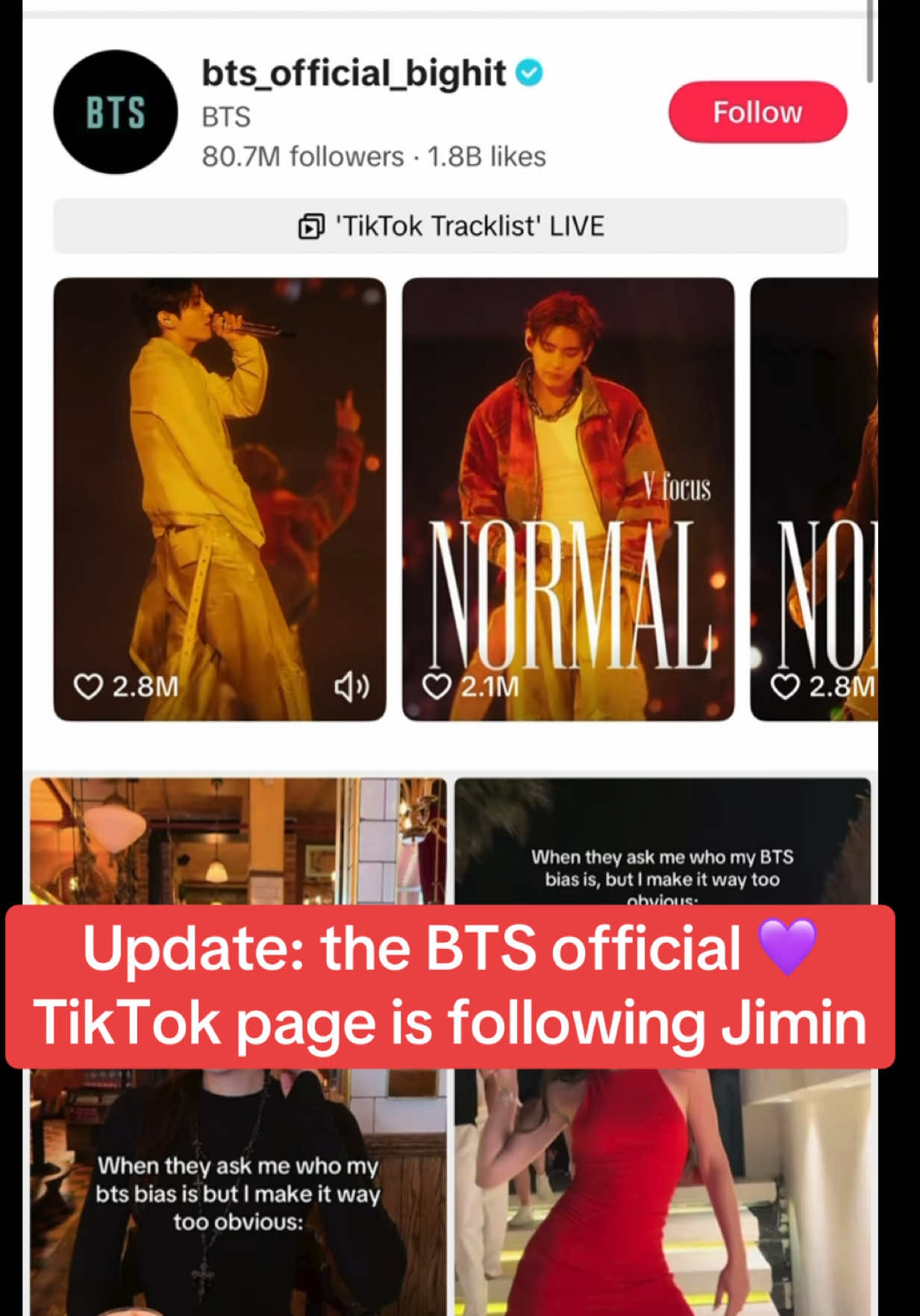 BTS TikTok follows Jimin