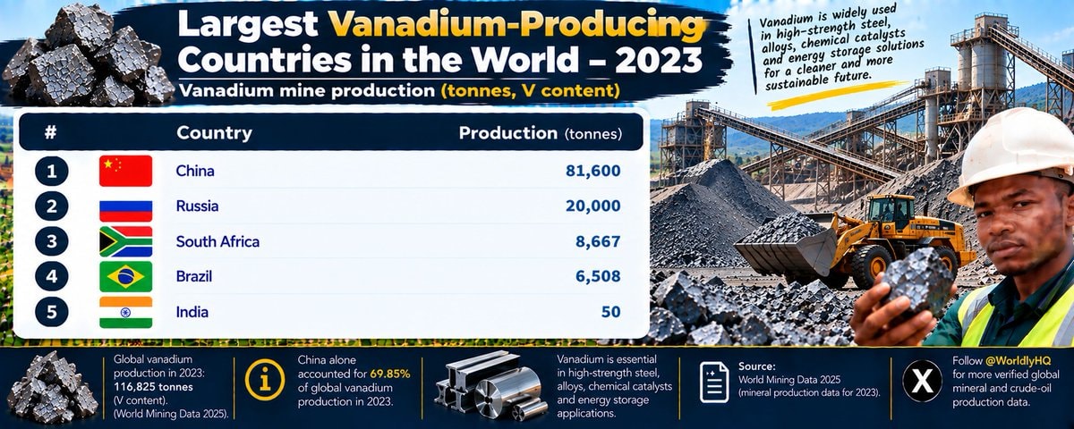 World Mining Data 2025 Vanadium Production