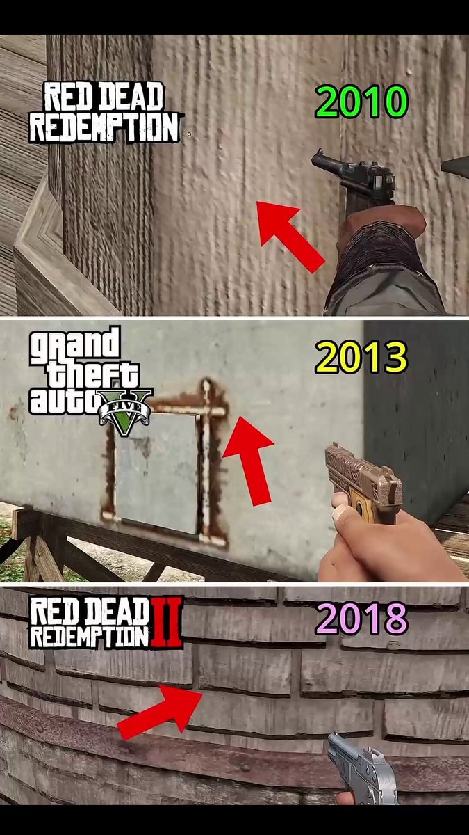 RDR GTA V RDR2 gun-peeking comparison